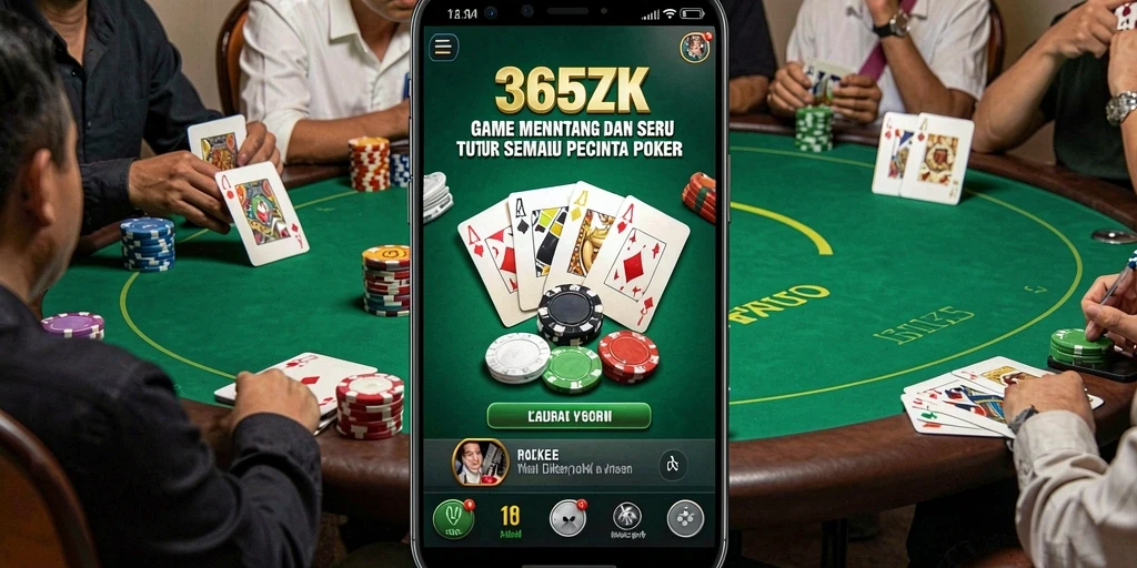 Tampilan screenshot utama 365ZK menampilkan gameplay Poker yang seru.