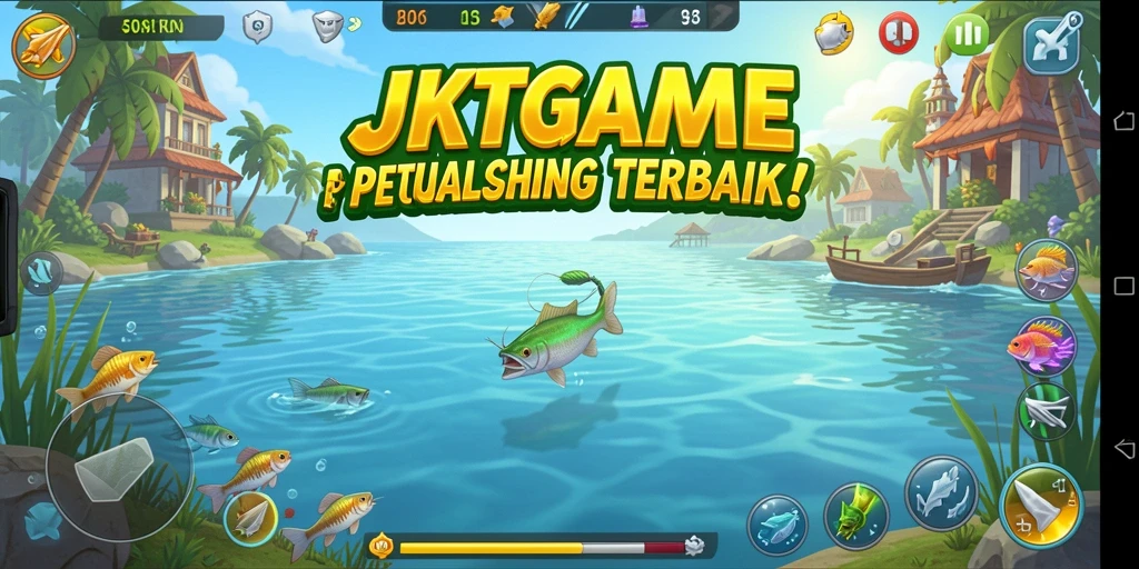 Tampilan gameplay JKTGAME dengan suasana memancing yang menawan.