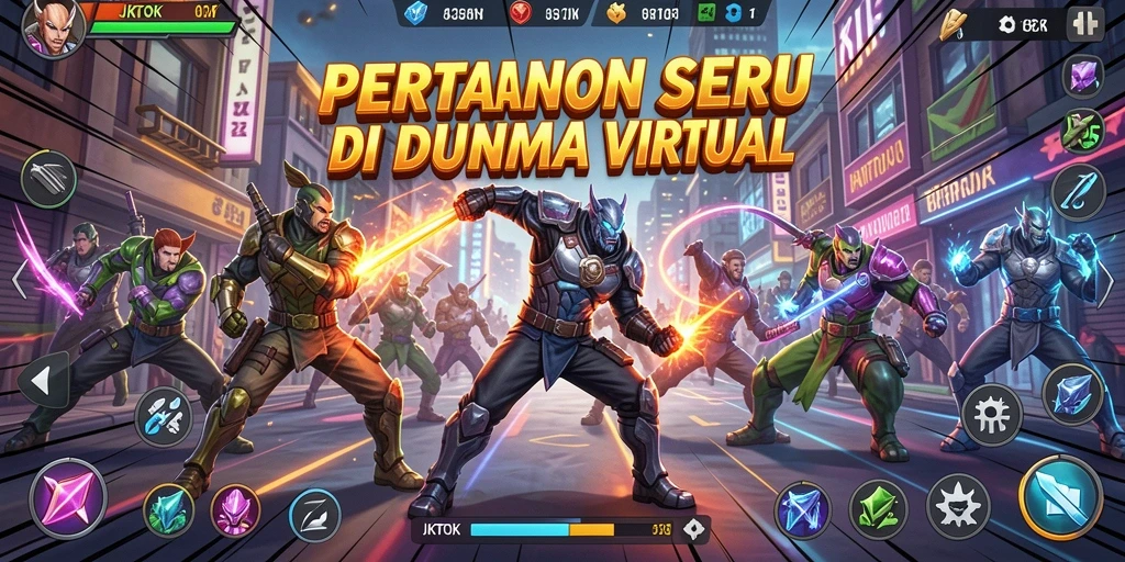 Tampilan gameplay JKTOK yang intens dan menarik saat bertarung.