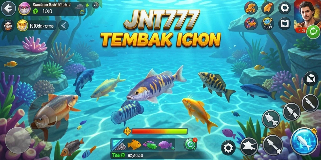 Tangkapan layar menunjukkan aksi menembak ikan dalam JNT777.