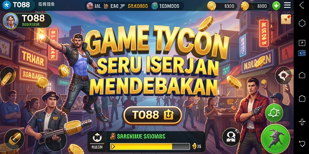 Screenshot gameplay TO88 menampilkan aksi membangun kerajaan bisnis.