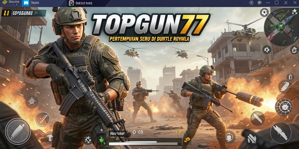 Screenshot gameplay seru dalam pertempuran Battle Royale.