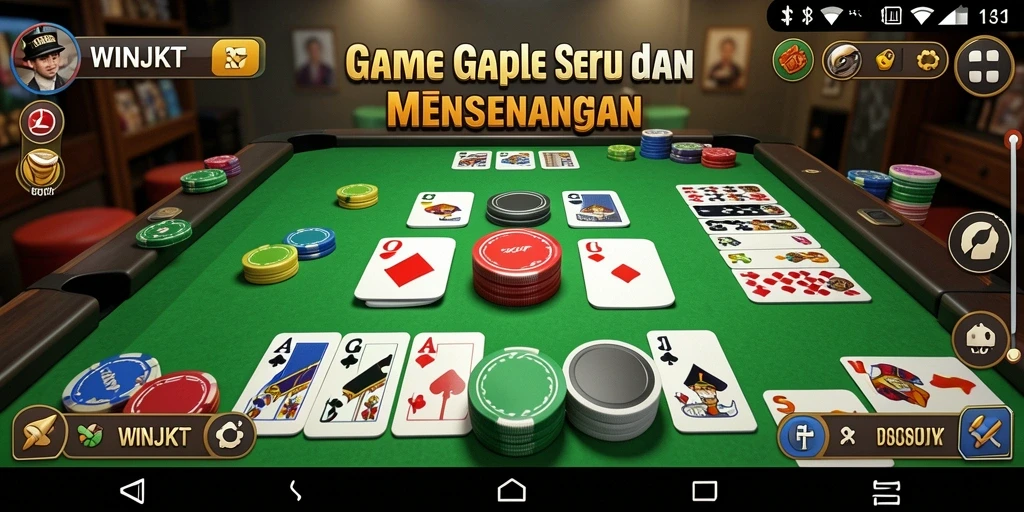 Screenshot gameplay WINJKT yang menampilkan serunya permainan Gaple.
